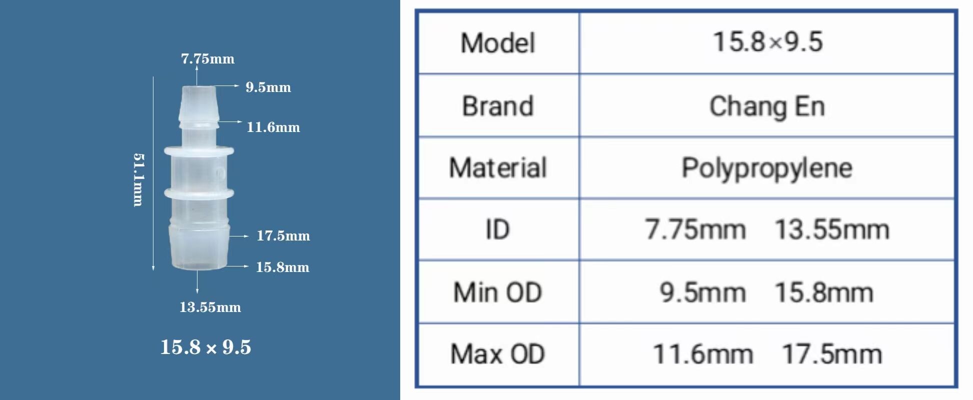 Chang En Variable diameter straight through Medical grade direct access Straight connector supplier