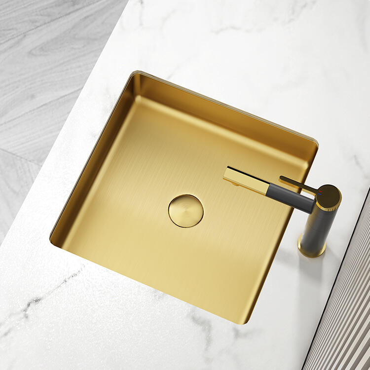 Bathroom Sink Factory Luxury Golden Sink Bathroom SS304 Stainless Steel Vessel Sink details