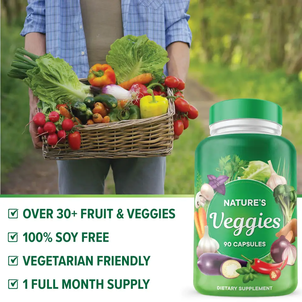 Private Label Fruits And Veggies Supplement Capsules With Vitamins And Minerals Supports Energy manufacture