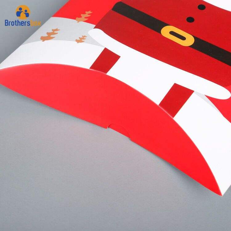 custom christmas cardboard pillow shaped box candy paper gift packaging-5