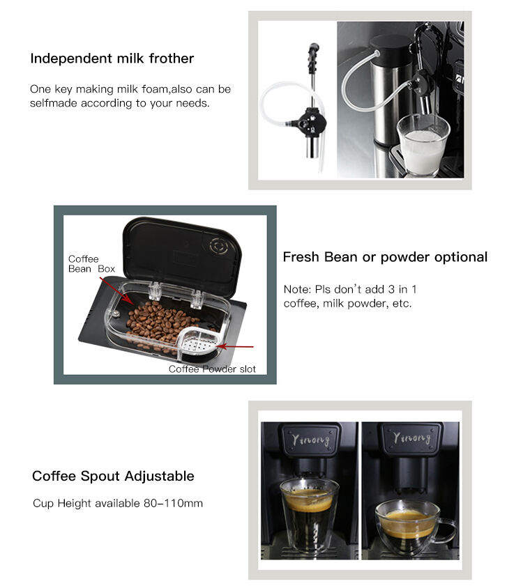 19 Bar Tam Otomatik Kahve Otomatı Fiyat Espresso Kahve Makinesi Süt Köpürtücü ile Özelleştirilmiş 15 Kullanın Ev üretimi
