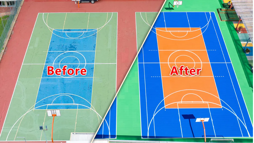 Blue PP Tiles Outdoor Multi-Purpose Basketball Sports Court Artificial Grass Sports Floor Supplier manufacture