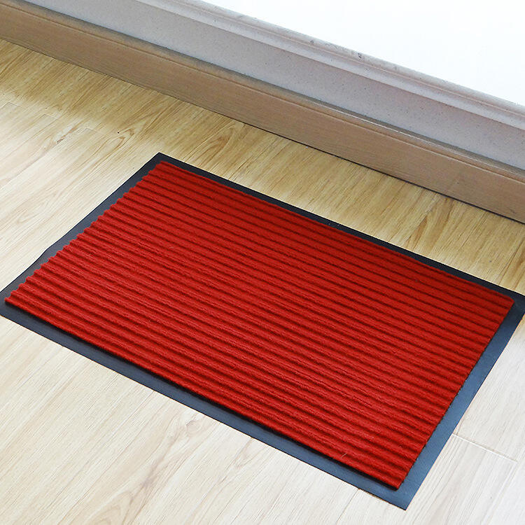 Customized Wholesale 100% Polyester PVC Double Stripe Floor Door Mat factory