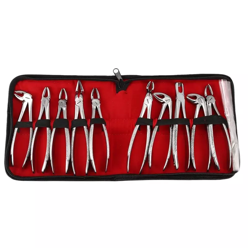 High quality dental adult extraction forceps stainless steel 10 pieces full set details