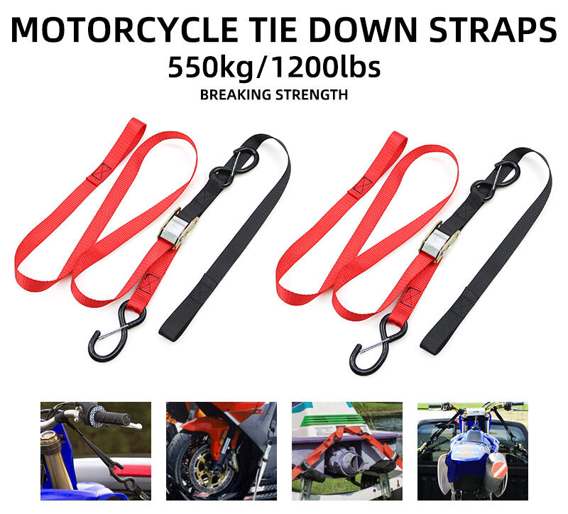 2 Pack 1 Inch Transportation Motorcycles Cam Buckle Tie Down Strap with Keeper S Hook factory