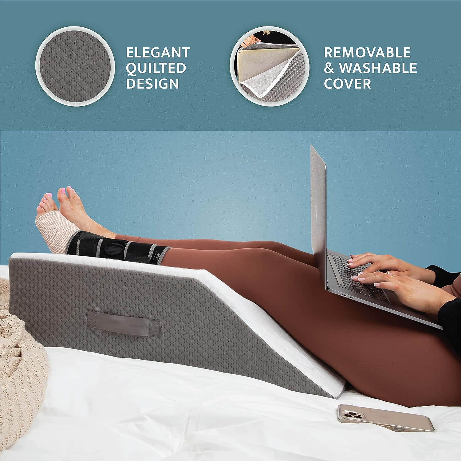 High Quality Memory Foam Elevation Orthopedic Foot Double Legs Knee Rest Wedge Pillow For Pain Relief supplier