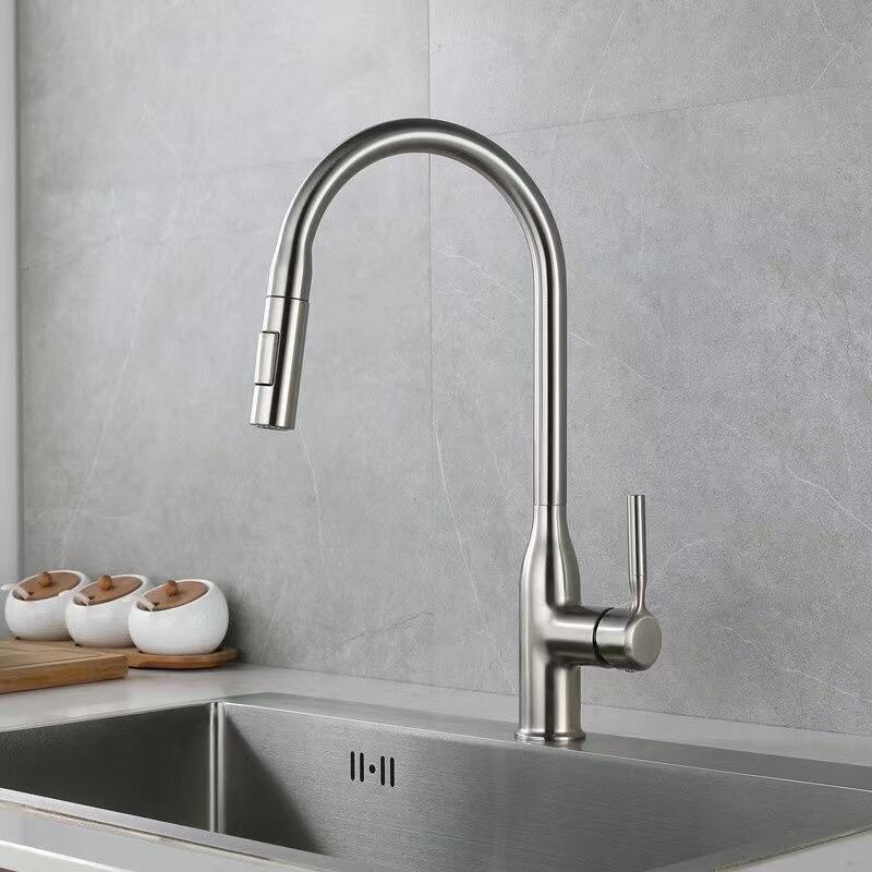 Modern Hot Healthy Sink Mixer Pull Down Brushed  Gun  Metal Kitchen Faucet Pull Mixer Sink Tap manufacture