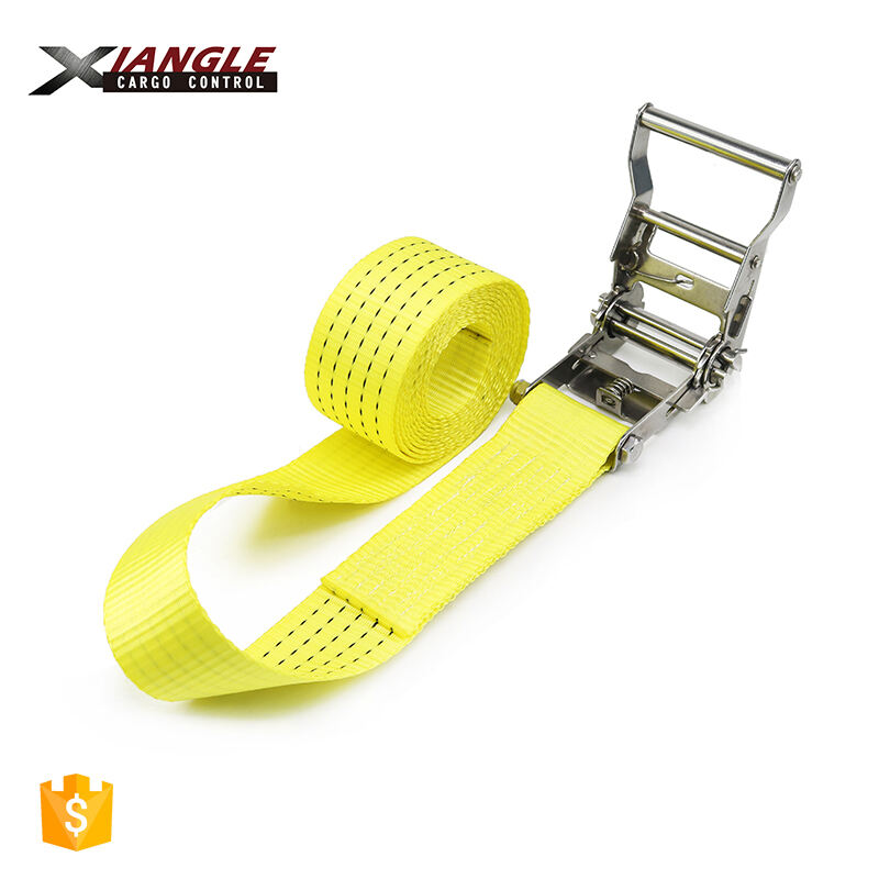 2 inch 2T stainless steel ratchet tie down strap correa de trinquete double J hook supplier