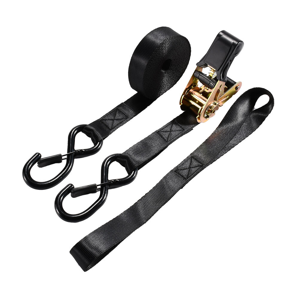 4pk 1 inch custom package ratchet tie down cargo strap with safety lock s hooks supplier