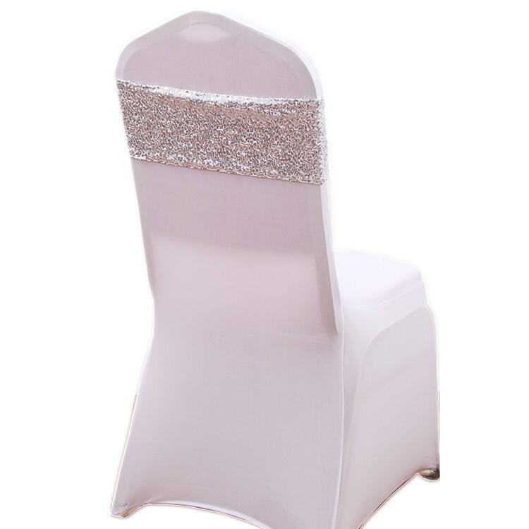 Strong Elastic spandex white sequin chair covers sashes factory