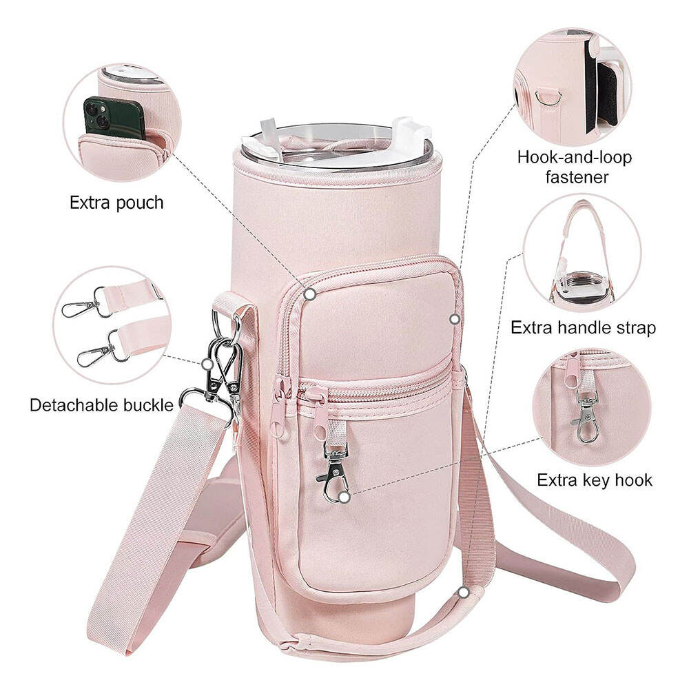 Pochette de voyage portable pour le Stanley Cup 40Oz avec poignée pour bouteille d'eau thermique téléphone sangle réglable 30Oz  