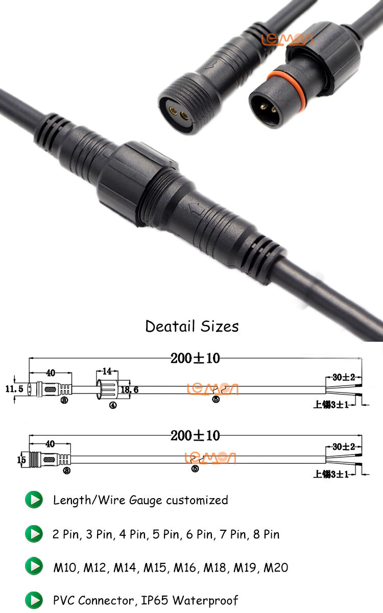 M12 IP65 IP67 IP68 waterproof power connector cable m12 connector manufacture