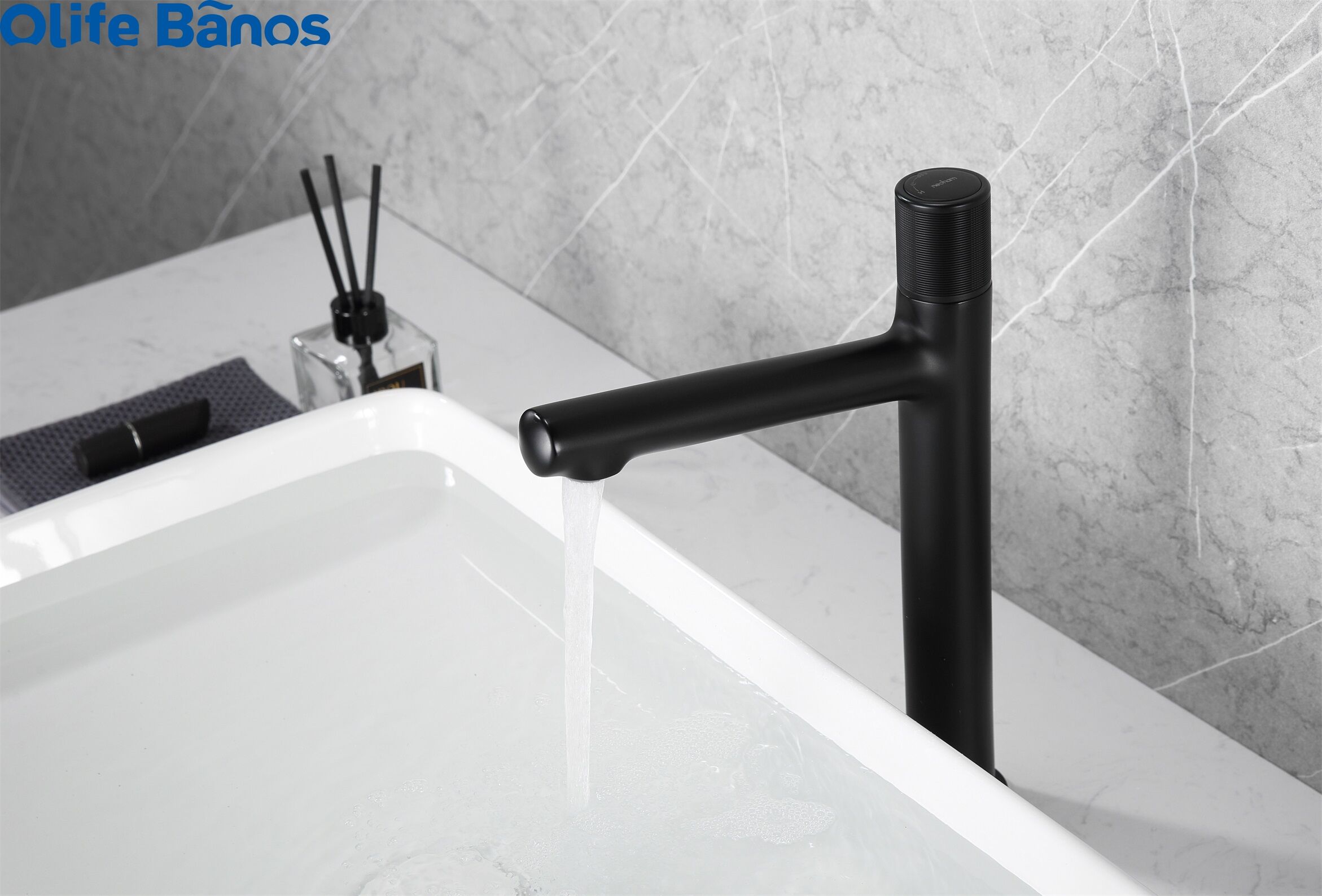 Olife Banos high end  Hot and cold high bathroom mixer black gunmetal brush brass basin faucet water tap for hotel apartment details