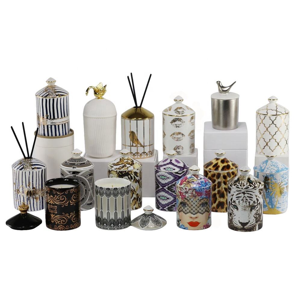 Wholesale Custom Ceramic Candle Vessels Porcelain Candle Jars with Lids Cheap in Bulk details