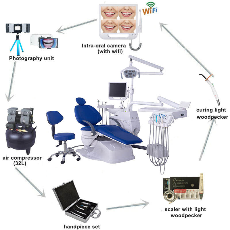 Luxury Electric  Dental Chair Unit Dental Clinic Equipment LED oral lamp Dental Unit details