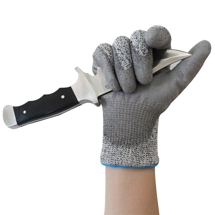 5 Cut Level HPPE Knit PU Palm Glass handling sheet metal cutting Industry cut resistant Safety Work gloves manufacture