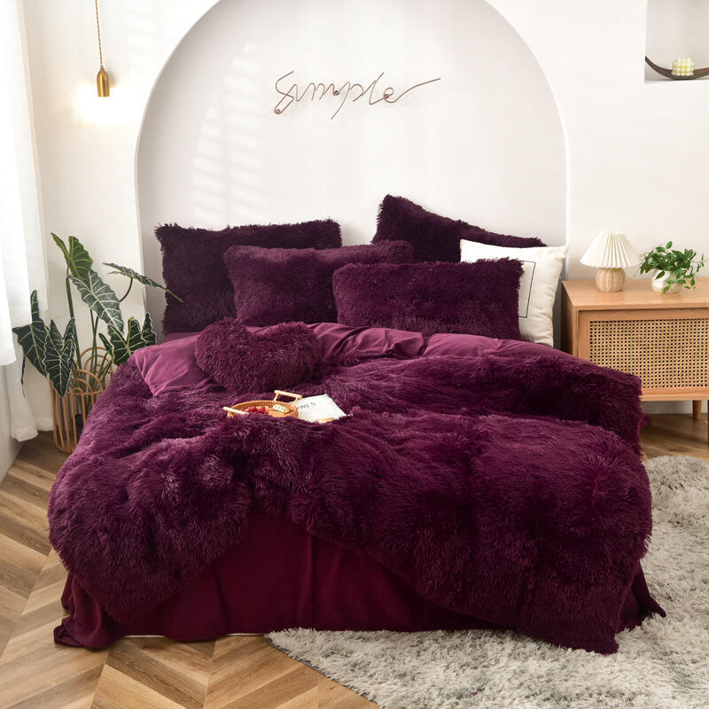 Deluxe Plush Shaggy super Soft and comfortable Fluffy bedding set Fluffy duvet luxury deep pile details