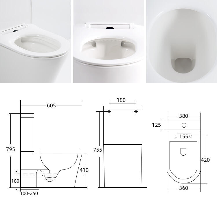 Wholesale Factory Watermark newest useful Commode Ceramic UF Seat Rimless Two Piece Toilet manufacture