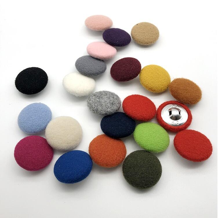 Custom color aluminum metal fabric covered shank button
