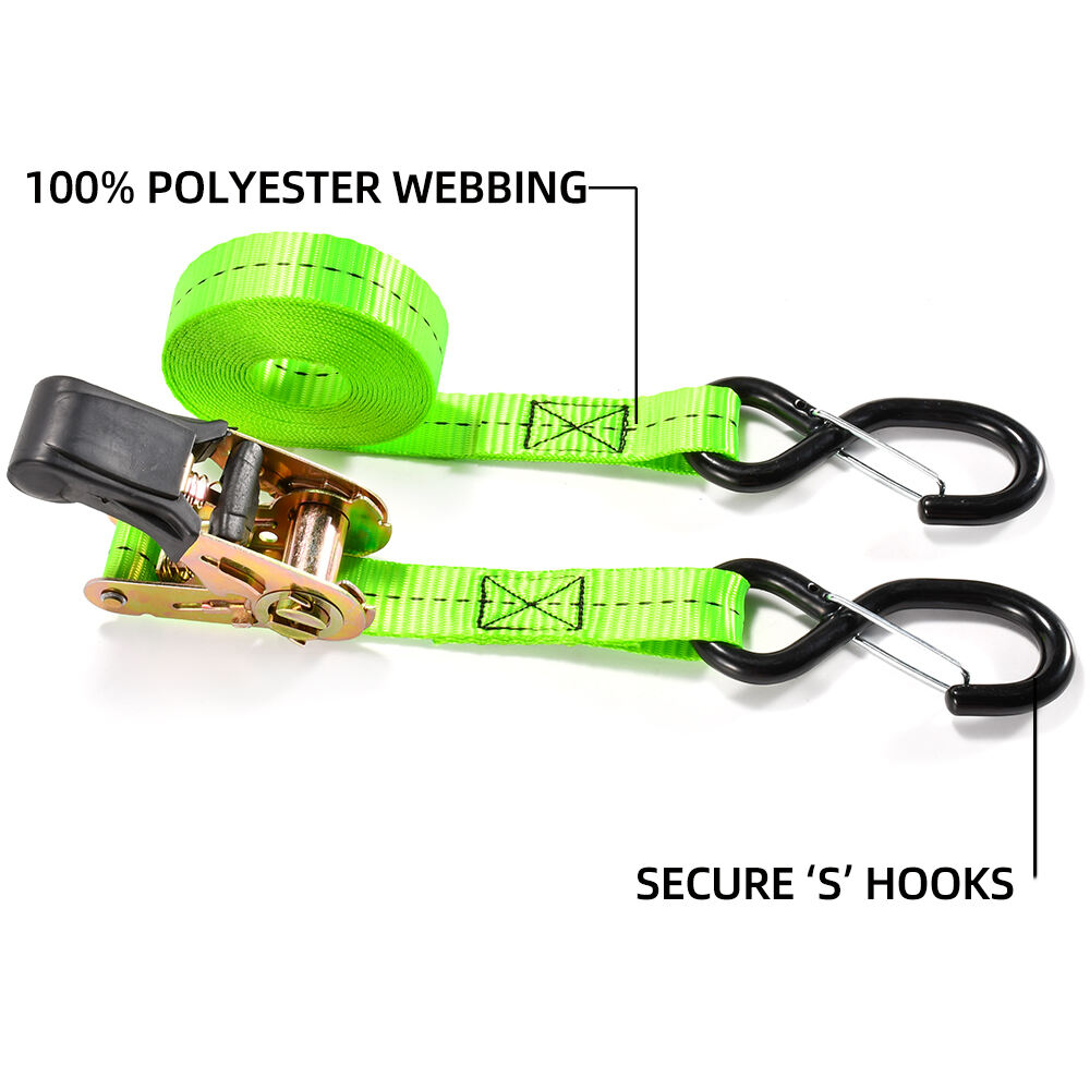 25mm 800kg small ratchet strap with double s hook load securing strap trailer manufacture