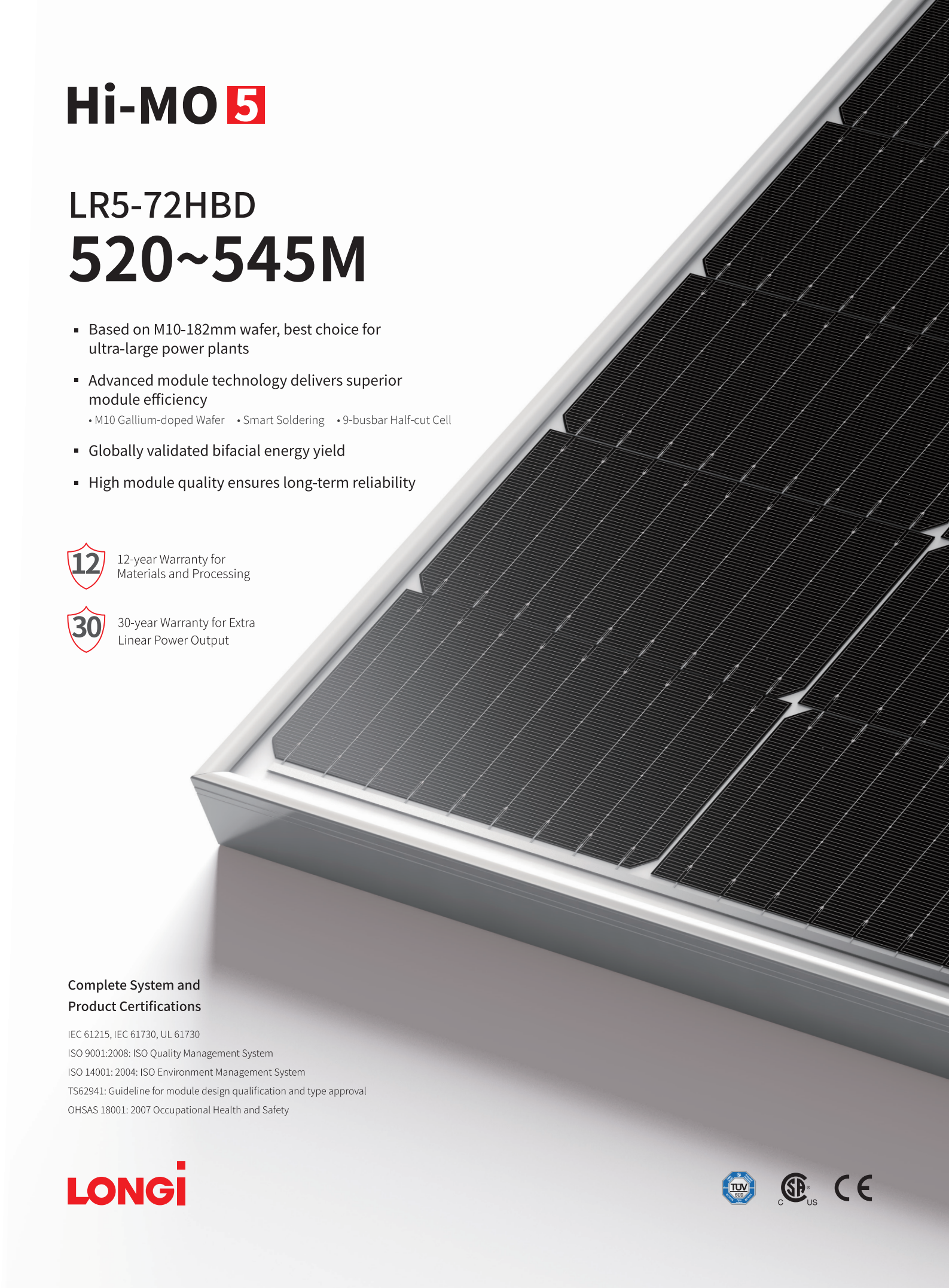 Panel System PV 555W Module ຜູ້ສະຫນອງແສງຕາເວັນ