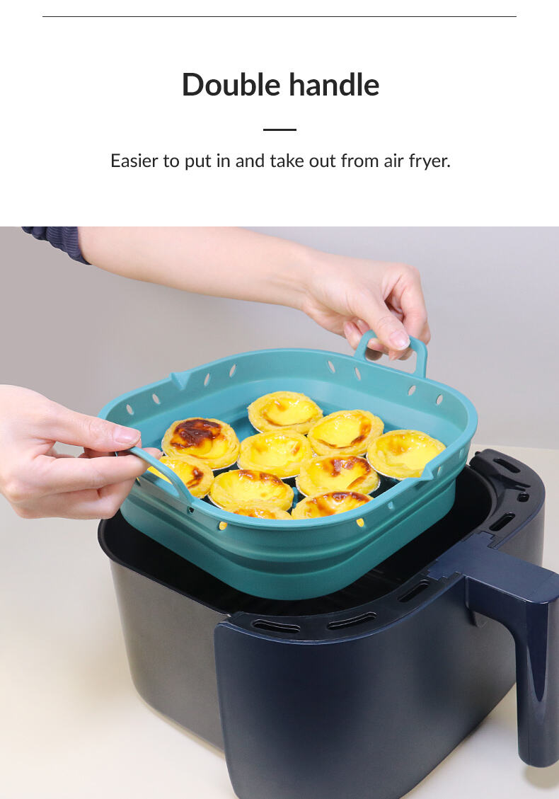 Square Foldable Silicone Air Fryer Liners with Divider details