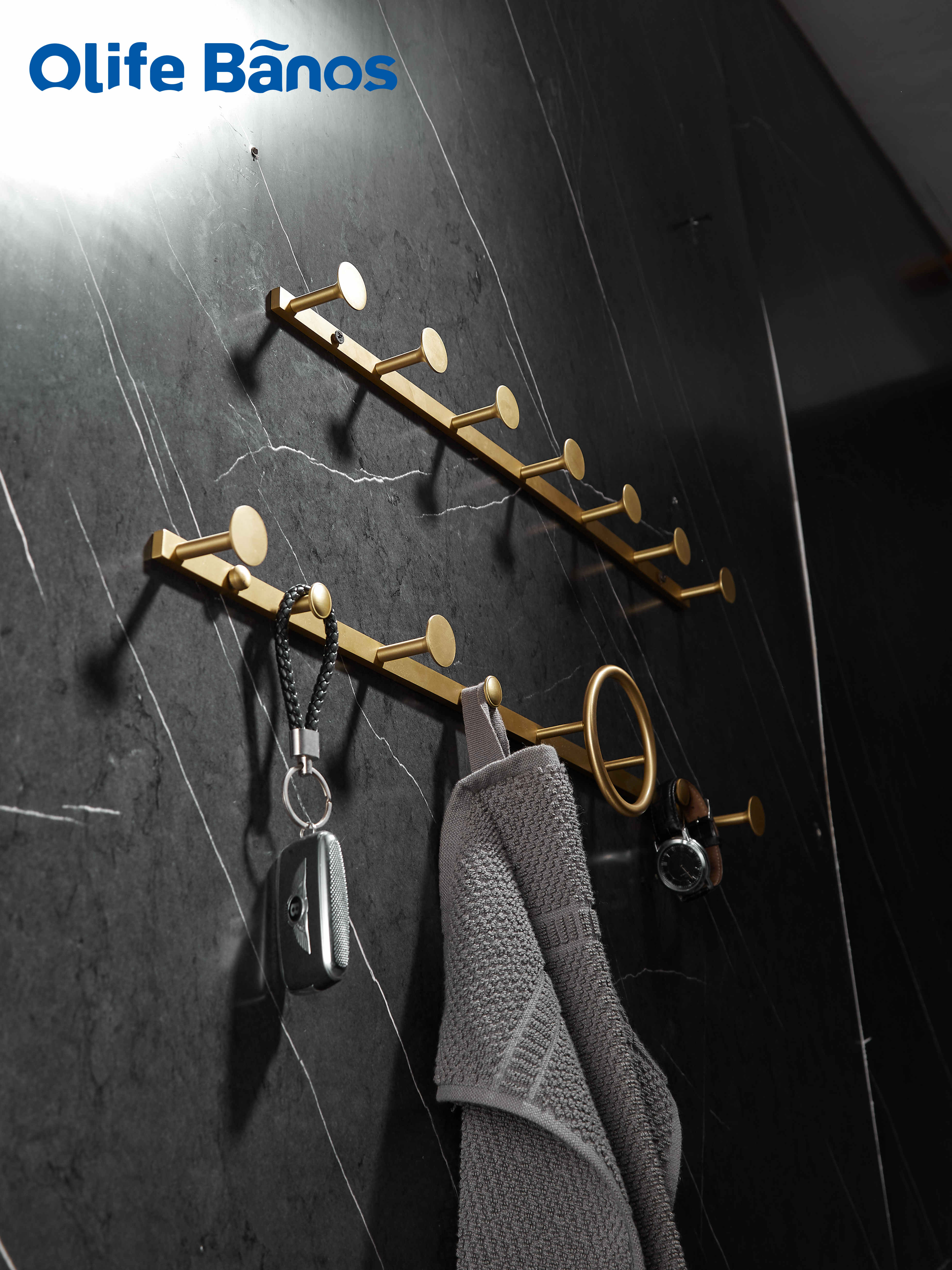 Luxury Gold Wall Mounted Brass Hooks Coat Towel Hook Rail Hanger for Hanging Clothes Hat Purse Robes in Bathroom manufacture