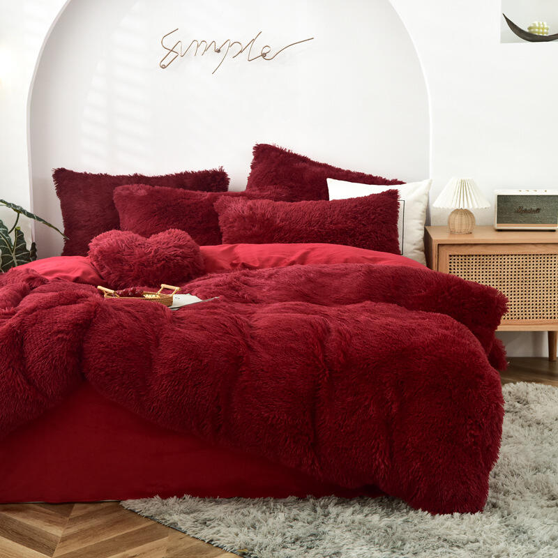 Luxury Velvet Plush Shaggy Ultra Soft Crystal Velvet Duvet Cover fluffy bed sets Fluffy comforter bedding set supplier