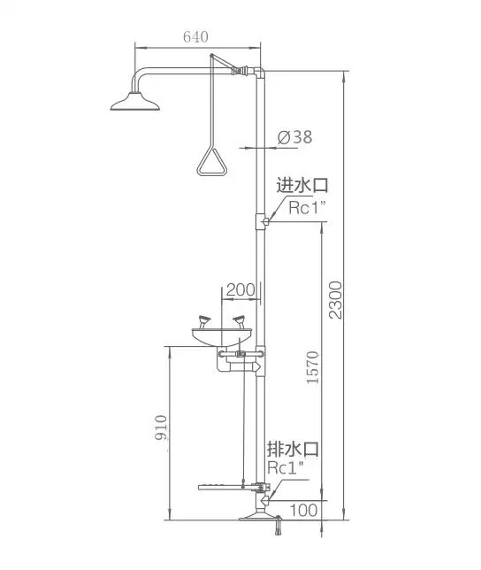 Wall mounted eyewash station Stainless Steel Safety Emergency Shower Eye Wash Combination Eyewash factory