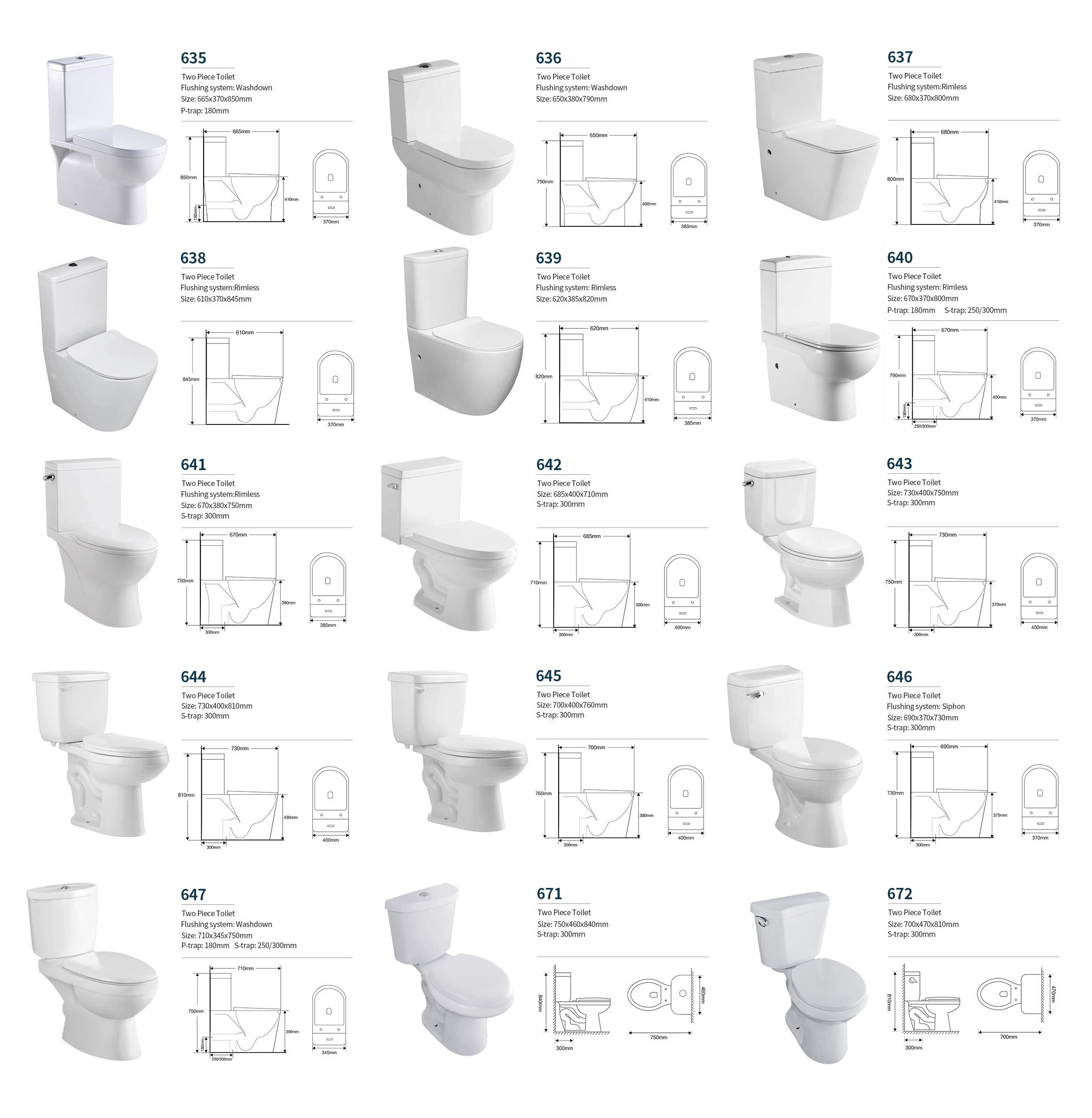 High quality floor mounted sanitary ware water closet two piece ceramic wc bathroom toilets for bathroom factory