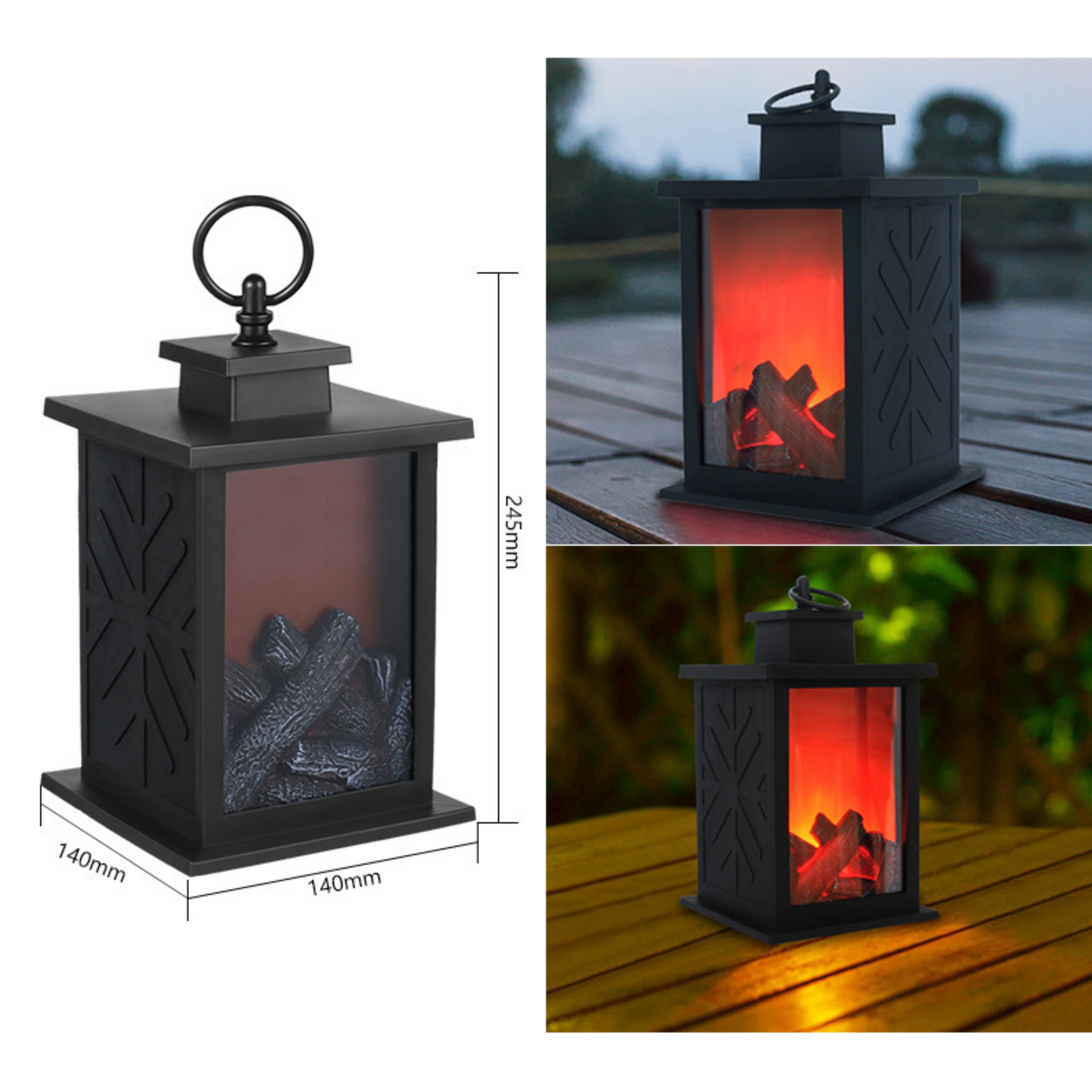 Fireplace Lanterns Decorative Flameless Portable Led Lantern Fireplace Light LED Simulation Log Flame Effect details