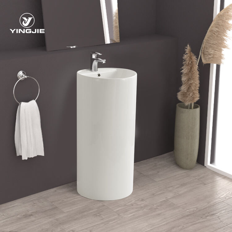 New Design Easy Clean Floor Mounted Pedestal Sink Customization Pattern Freestanding Basin factory