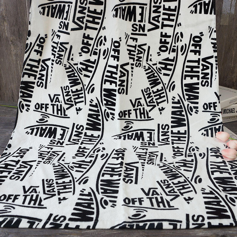 Top quality custom 100% cotton towel print Logo velour beach towels supplier