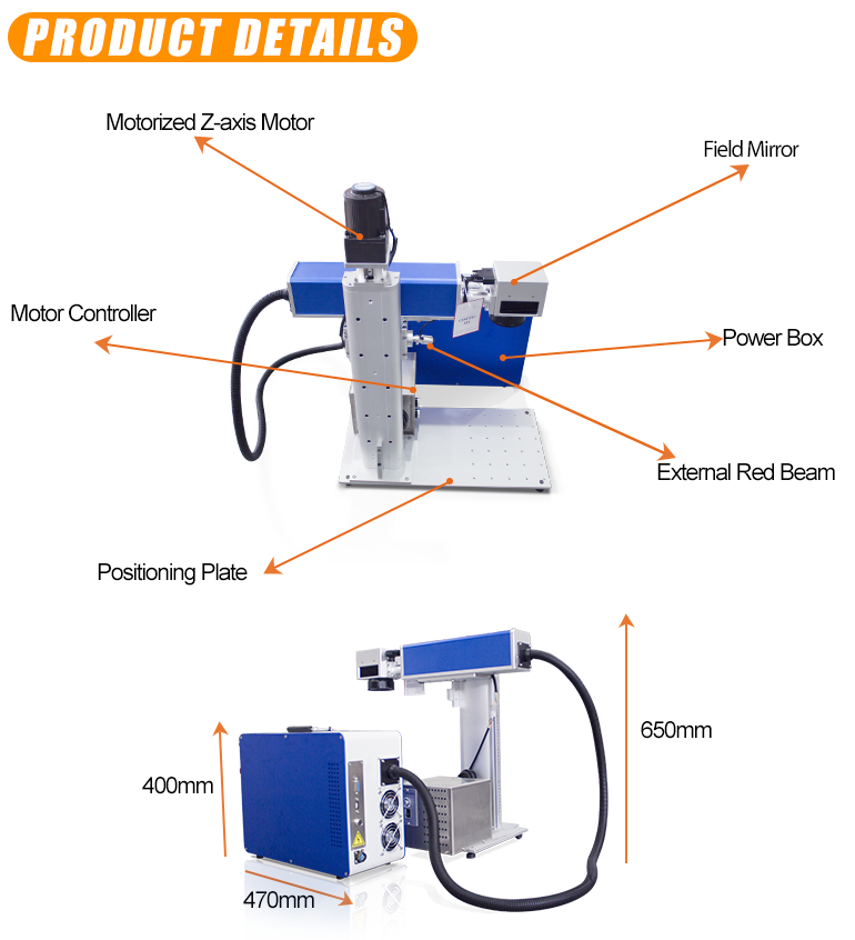 MC Electric Lifting Shaft Laser Marking Equipment  20W 30W 50W Fiber Laser Marking Machines For Metal details