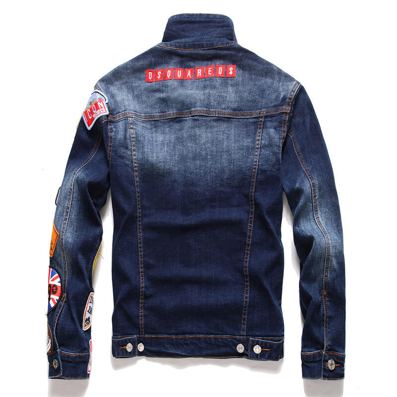 2023 Custom High Quality Fashion Fall Casual Vintage Ripped Blue Man Men's Jackets Denim Mens Jean Jacket details
