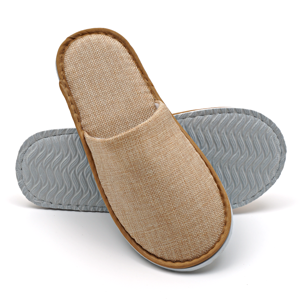 Factory Price Open Toe Summer Hotel Slippers Custom Hotel Disposable Linen Slippers With Logo details