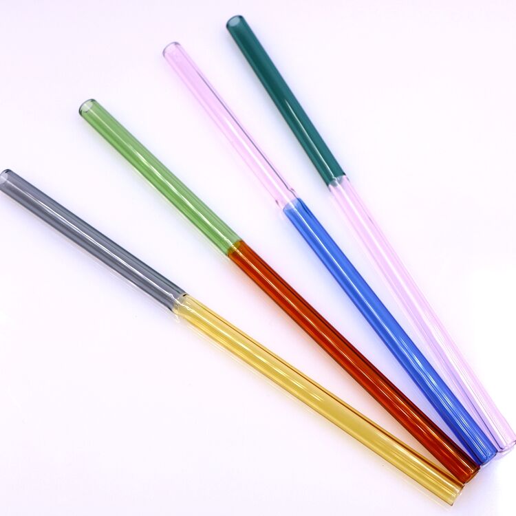 8mm Coloured Borosilicate Bamboo Design Glass Straw manufacture