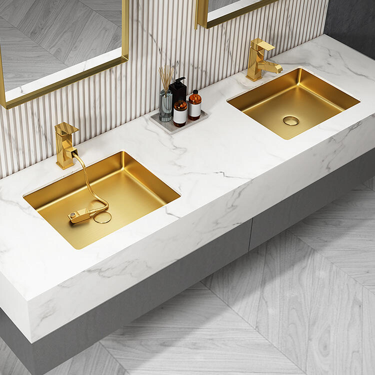 Factory Direct Luxury Golden Undercounter Sink Bathroom Stainless Steel SUS304 Undermount Sinks Basins factory