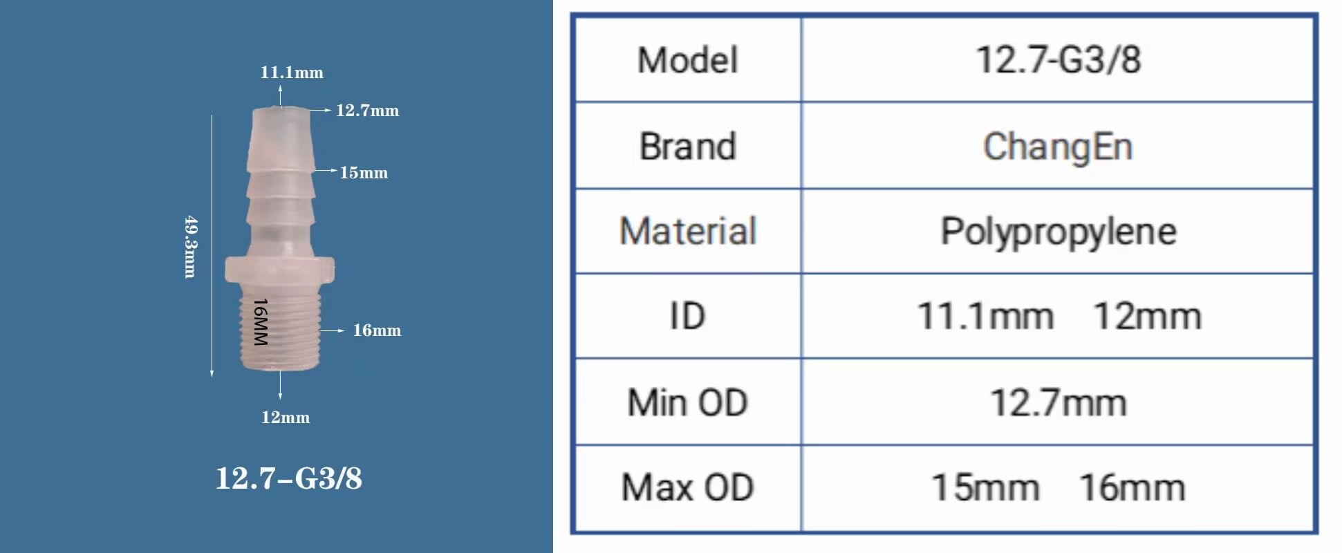 Chang En Plastic PP Male Thread Pagoda Straight Connector Quick Connect Fitting OEM Customizable Smooth Polypropylene Plug Head supplier