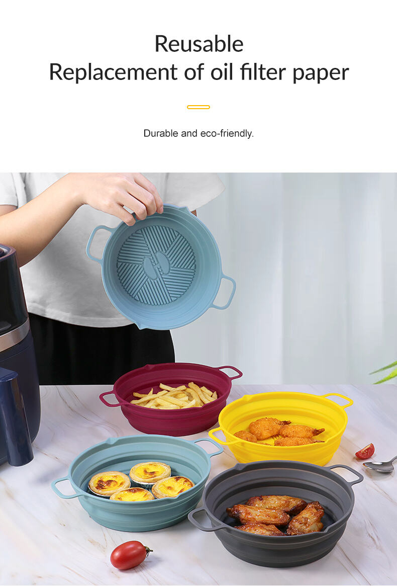 7.5 Inch Heat-resistant Foldable Round Silicone Air Fryer Liners Pot supplier