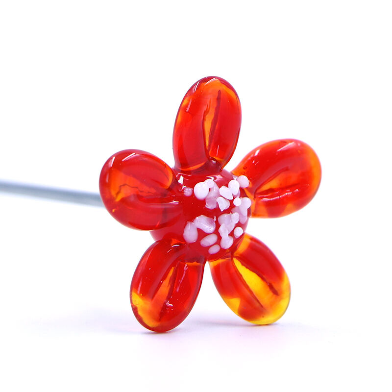 Garden Decorative Lampwork Handmade Glass Flower Animal Figurine With Metal Stake supplier