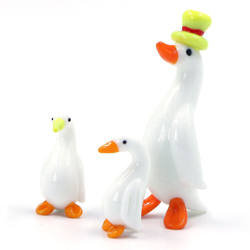 High Quality Creative Glass  Animal Figurine Mom  Baby Duck Desktop Accessories Collection details