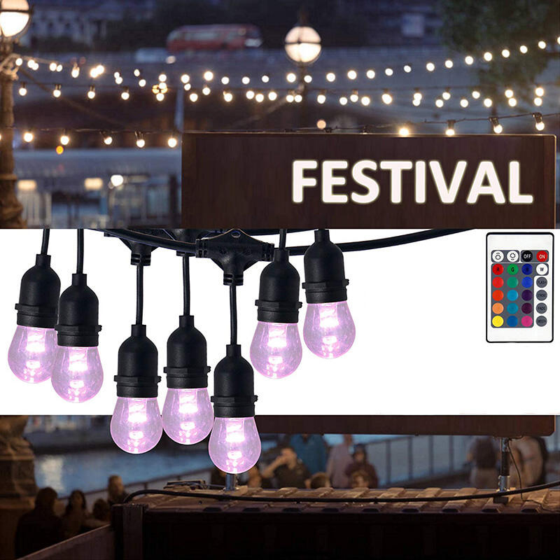 Smart Colorful S14 APP Control String Light Holiday Garden Weeding Waterproof LED String Lights factory