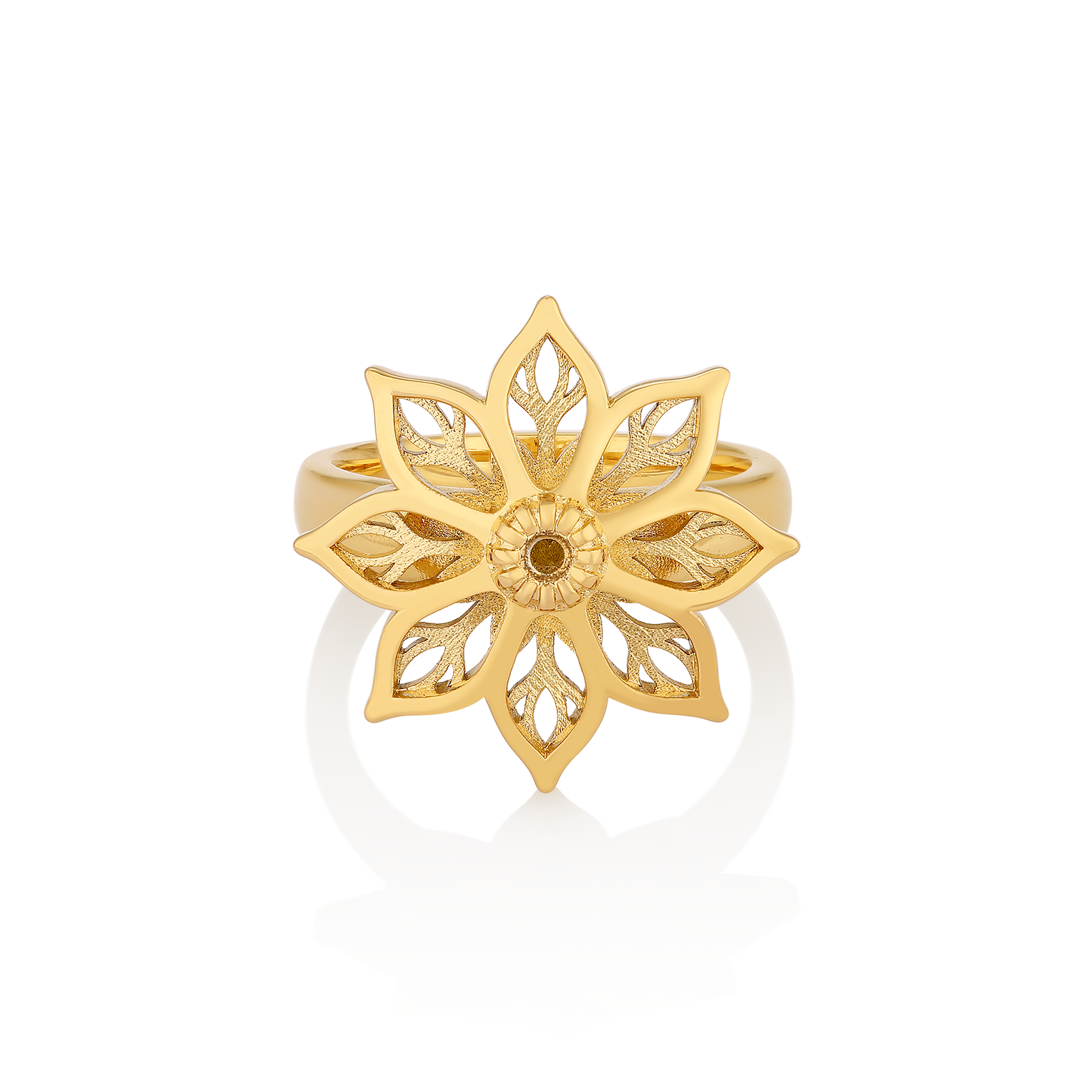 Hollow Out Flower Design Gold Plating Ring Jewelry