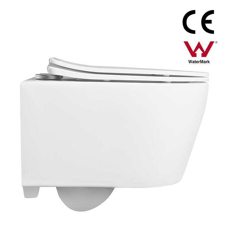 CE Watermark Rimless Washdown Elongated Commode Bowl Seat Dual-Flush Ceramic Wall Hung WC Sanitary Ware Toilet details