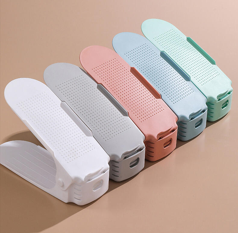 Adjustable storage double-layer thickened shoe rack Layered shoe support household dormitory storage rack shoe cabinet details