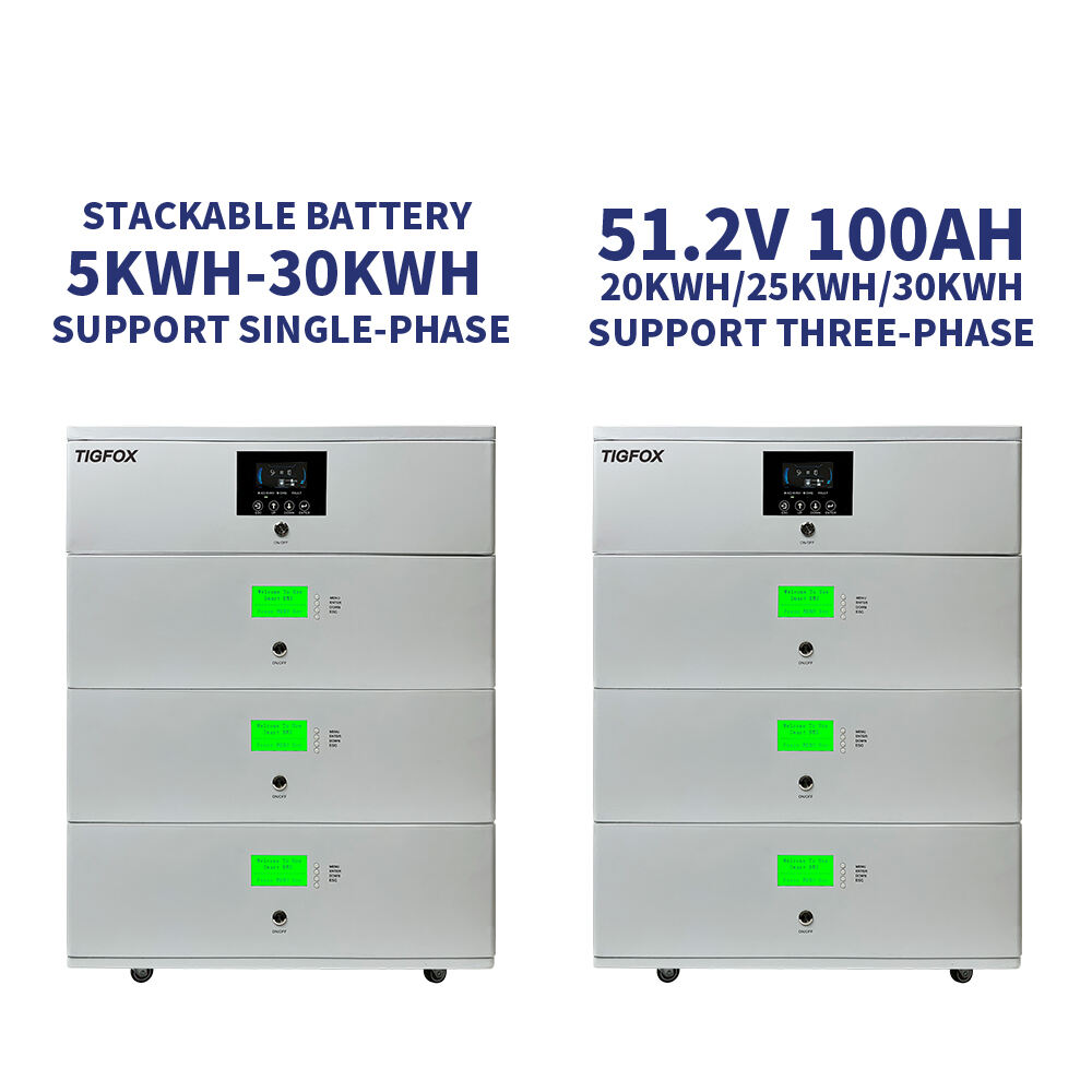 TIGFOX 5.12kwh Lithium Ion Battery Stackable 48v Lifepo4 Batteries Home Solar Energy Storage 100ah kits