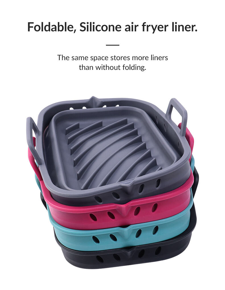 2 Pack Rectangel Foldable Silicone Airfryer Liners Set for Dual Air Fryer supplier