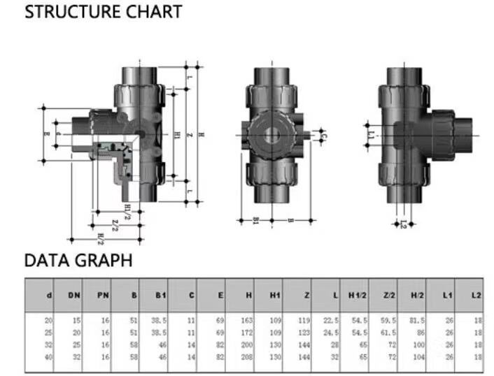 Plastic 3-way Ball Valve details