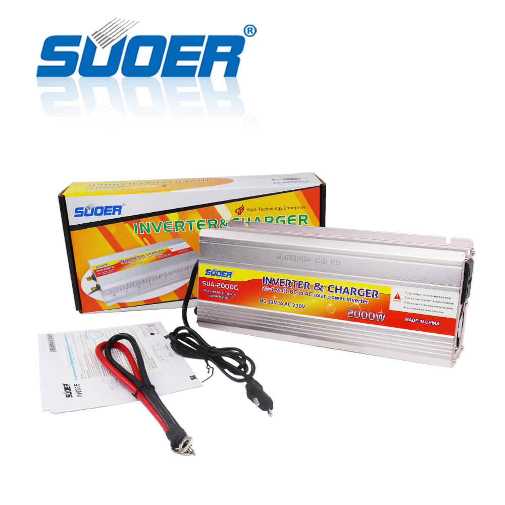 SUA-2000C Suoe 2kw 12V dc to 230V ac inverter 2000W power inverter modified sine wave inverter with charger